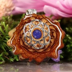 TEP Crushed Lapis (Glows) With Silver Seed Of Life Pendants