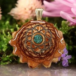 TEP Pendants Crushed Malachite (Glows) With Gold Seed Of Life