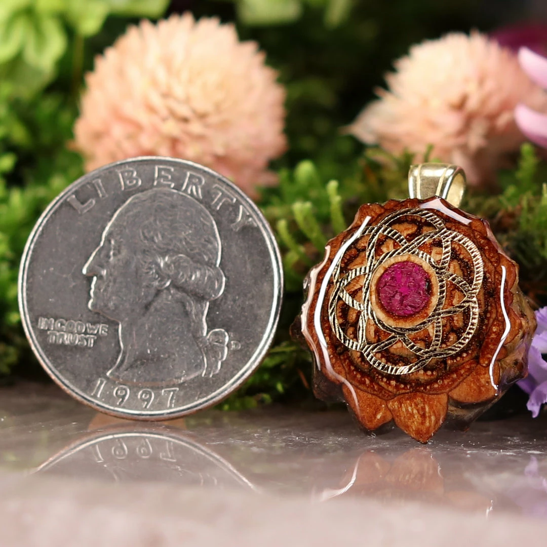 TEP Crushed Sugilite (Glows) With Gold Seed Of Life 4 TEP Crushed Sugilite (Glows) With Gold Seed Of Life