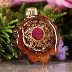 TEP Crushed Sugilite (Glows) With Gold Seed Of Life 7 TEP Crushed Sugilite (Glows) With Gold Seed Of Life