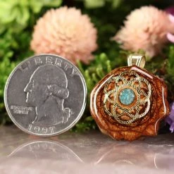 TEP Crushed Turquoise (Glows) With Gold Seed Of Life Pendants