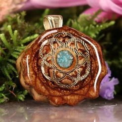 TEP Crushed Turquoise (Glows) With Gold Seed Of Life Pendants