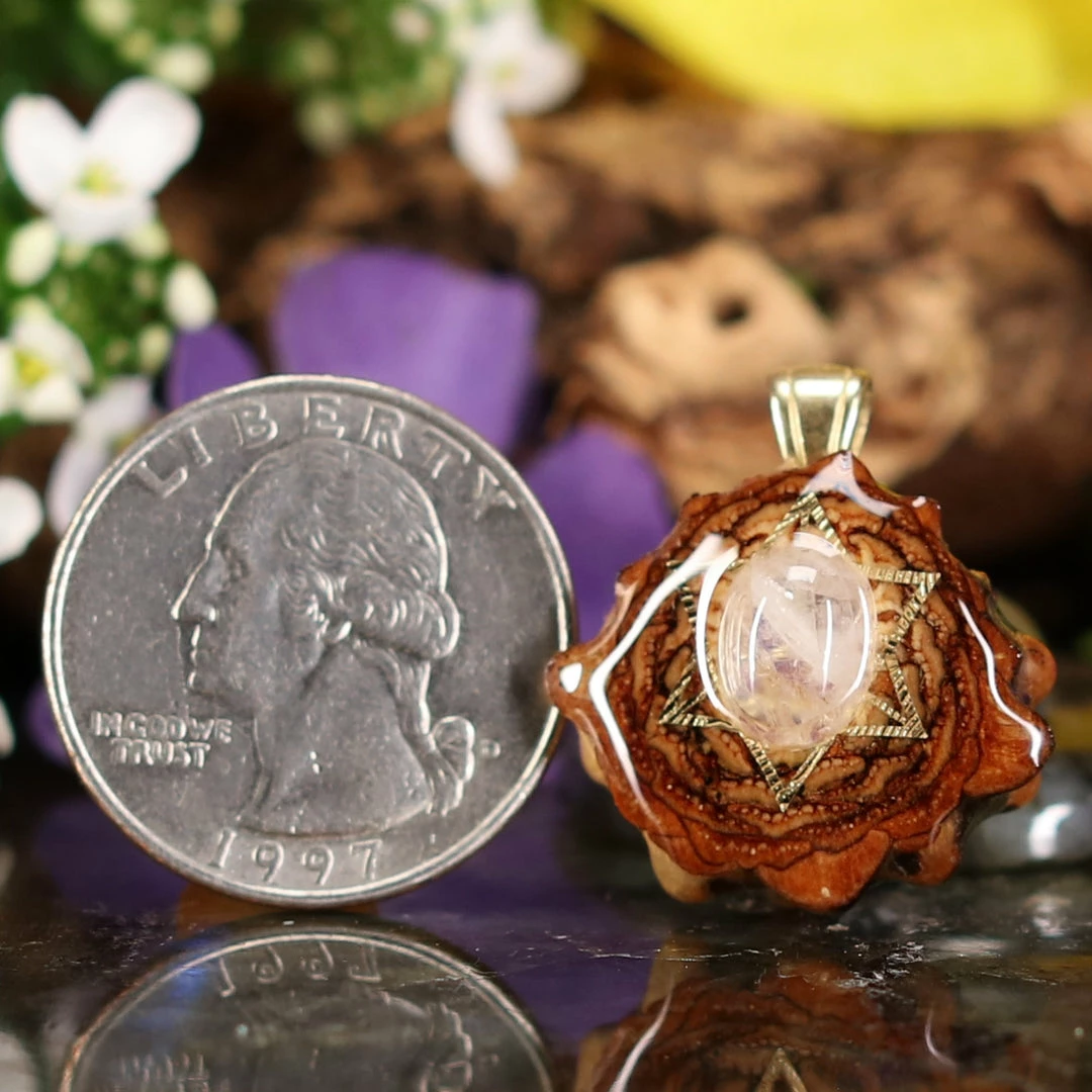 TEP Pendants Moonstone With Gold Merkaba 4 TEP Pendants Moonstone With Gold Merkaba