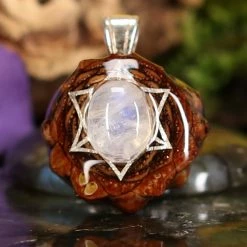 TEP Moonstone With Silver Merkaba Pendants