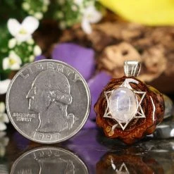 TEP Moonstone With Silver Merkaba Pendants