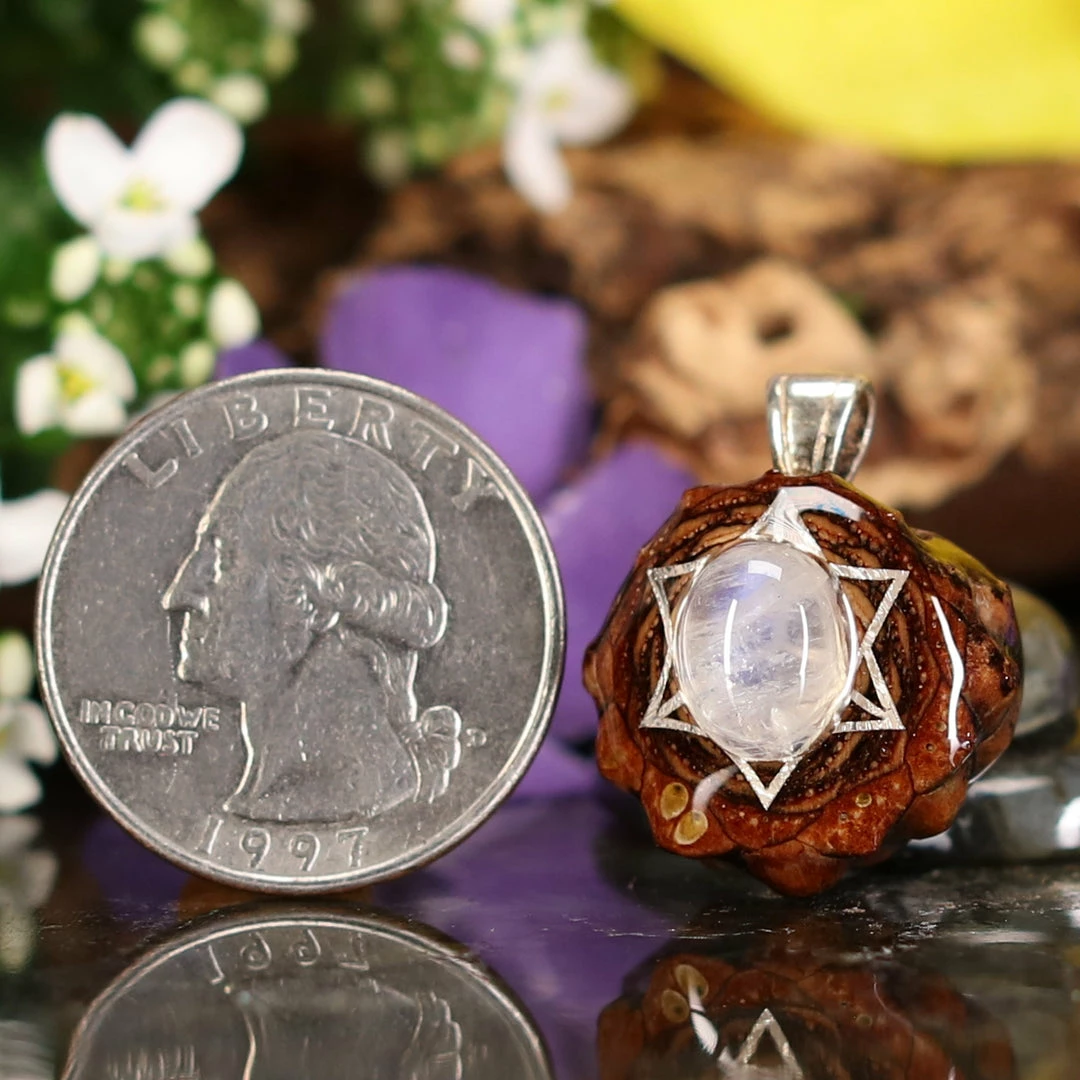 TEP Moonstone With Silver Merkaba Pendants 4 TEP Moonstone With Silver Merkaba Pendants