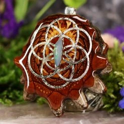 TEP Australian Blue Opal With Silver Seed Of Life And Back Om