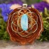 TEP Pendants Australian Blue Opal With Gold Seed Of Life