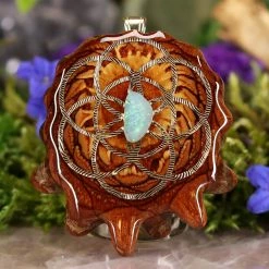 TEP Australian Blue Opal With Gold Seed Of Life And Back Om