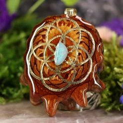 TEP Australian Blue Opal With Gold Seed Of Life And Back Om