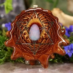 TEP Pendants Australian Blue Opal With Gold Merkaba