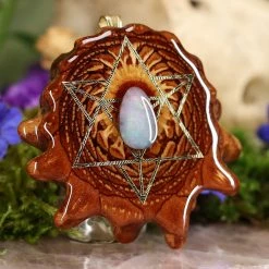 TEP Pendants Australian Blue Opal With Gold Merkaba