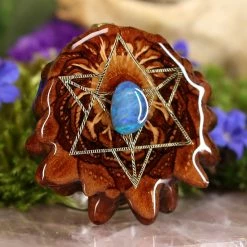 TEP Pendants Australian Blue Opal With Gold Merkaba