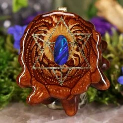 TEP Pendants Australian Blue Opal With Gold Merkaba