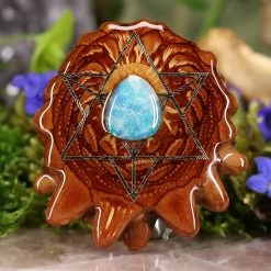TEP Australian Blue Opal With Gold Merkaba Pendants