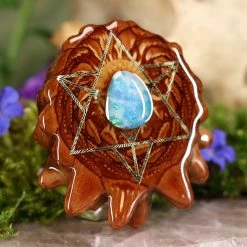 TEP Australian Blue Opal With Gold Merkaba Pendants