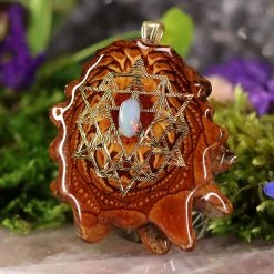 TEP Pendants Australian Blue Opal With Gold 64 Star Tetrahedron And Back Om