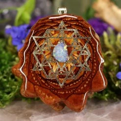 TEP Australian Blue Opal With Gold 64 Star Tetrahedron And Back Om Pendants