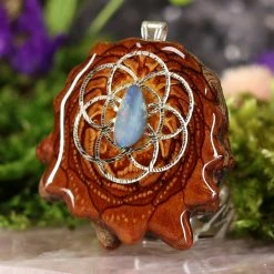 TEP Australian Blue Opal With Silver Seed Of Life And Back Om