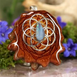 TEP Australian Blue Opal With Silver Seed Of Life And Back Om