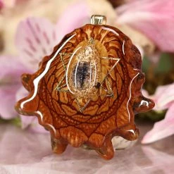 TEP Orgonite With Blue Kyanite With Gold Merkaba And Back Om