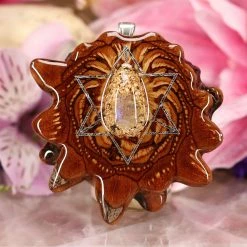 TEP Pendants Orgonite With Labradorite And Silver Merkaba With Back Om