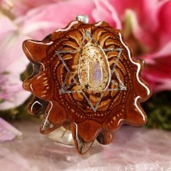 TEP Pendants Orgonite With Labradorite And Silver Merkaba With Back Om