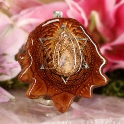 TEP Orgonite With Moonstone With Silver Merkaba And Back Om Pendants 7 TEP Orgonite With Moonstone With Silver Merkaba And Back Om Pendants