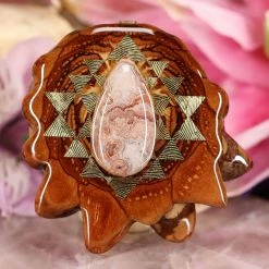 TEP Crazy Lace Agate With Gold Sri Yantra