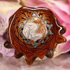 TEP Pendants Crazy Lace Agate With Silver Sri Yantra