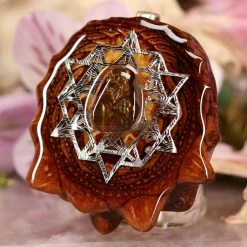 TEP Pendants Mexican Fire Agate With Silver 64 Star Tetrahedron