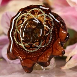 TEP Mexican Fire Agate With Gold Seed Of Life