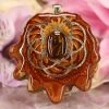 TEP Mexican Fire Agate With Gold Seed Of Life And Back Om 1 TEP Mexican Fire Agate With Gold Seed Of Life And Back Om