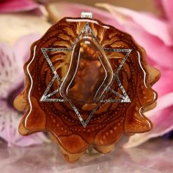 TEP Pendants Mexican Fire Agate With Silver Merkaba