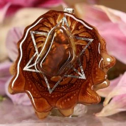TEP Pendants Mexican Fire Agate With Silver Merkaba