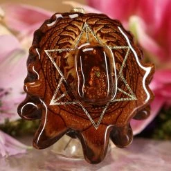 TEP Mexican Fire Agate With Gold Merkaba 7 TEP Mexican Fire Agate With Gold Merkaba