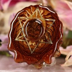 TEP Mexican Fire Agate With Gold Merkaba Pendants