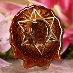 TEP Mexican Fire Agate With Gold Merkaba Pendants
