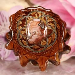 TEP Crazy Lace Agate With Gold Seed Of Life