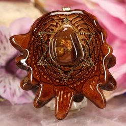 TEP Pendants Mexican Fire Agate With Gold Merkaba