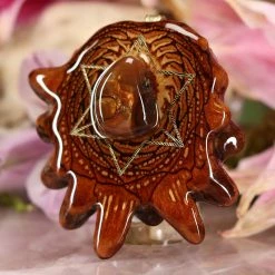TEP Pendants Mexican Fire Agate With Gold Merkaba