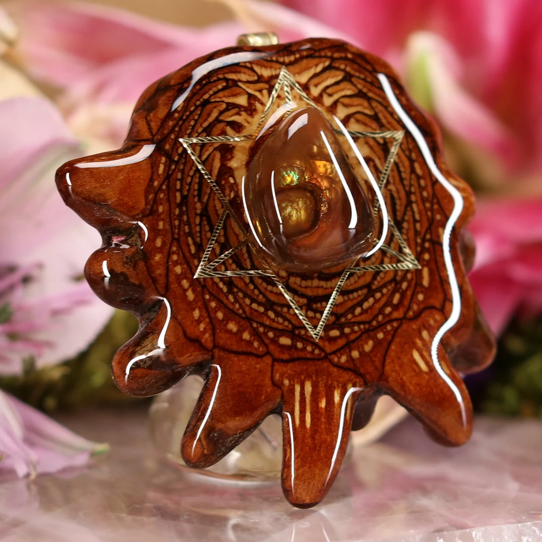 TEP Pendants Mexican Fire Agate With Gold Merkaba 5 TEP Pendants Mexican Fire Agate With Gold Merkaba