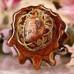 TEP Crazy Lace Agate With Gold Seed Of Life