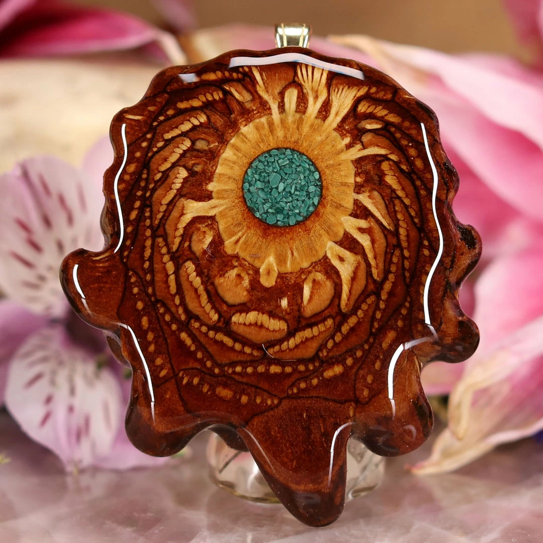 TEP Crushed Malachite (Glows) Pendants 3 TEP Crushed Malachite (Glows) Pendants