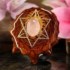 TEP Pendants Rose Quartz With Gold Merkaba