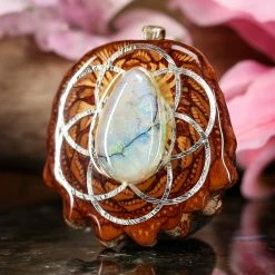 TEP Pendants Sterling Opal With Silver Seed Of Life