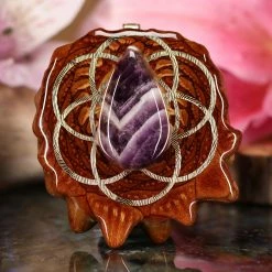 TEP Pendants Amethyst With Gold Seed Of Life
