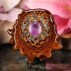 TEP Amethyst With Silver 64 Star Tetrahedron Pendants