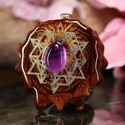 TEP Pendants Amethyst With Gold 64 Star Tetrahedron