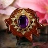 TEP Amethyst With Gold Sri Yantra Pendants